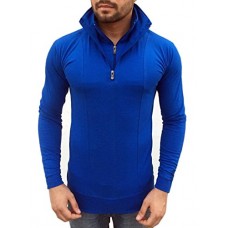 Tees Collection Men's Stylish Half Zip Double Flap Collar Full Sleeve T-Shirt